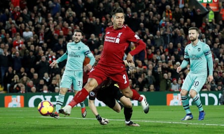 Roberto Firmino’s no-look finish for Liverpool’s opening goal.