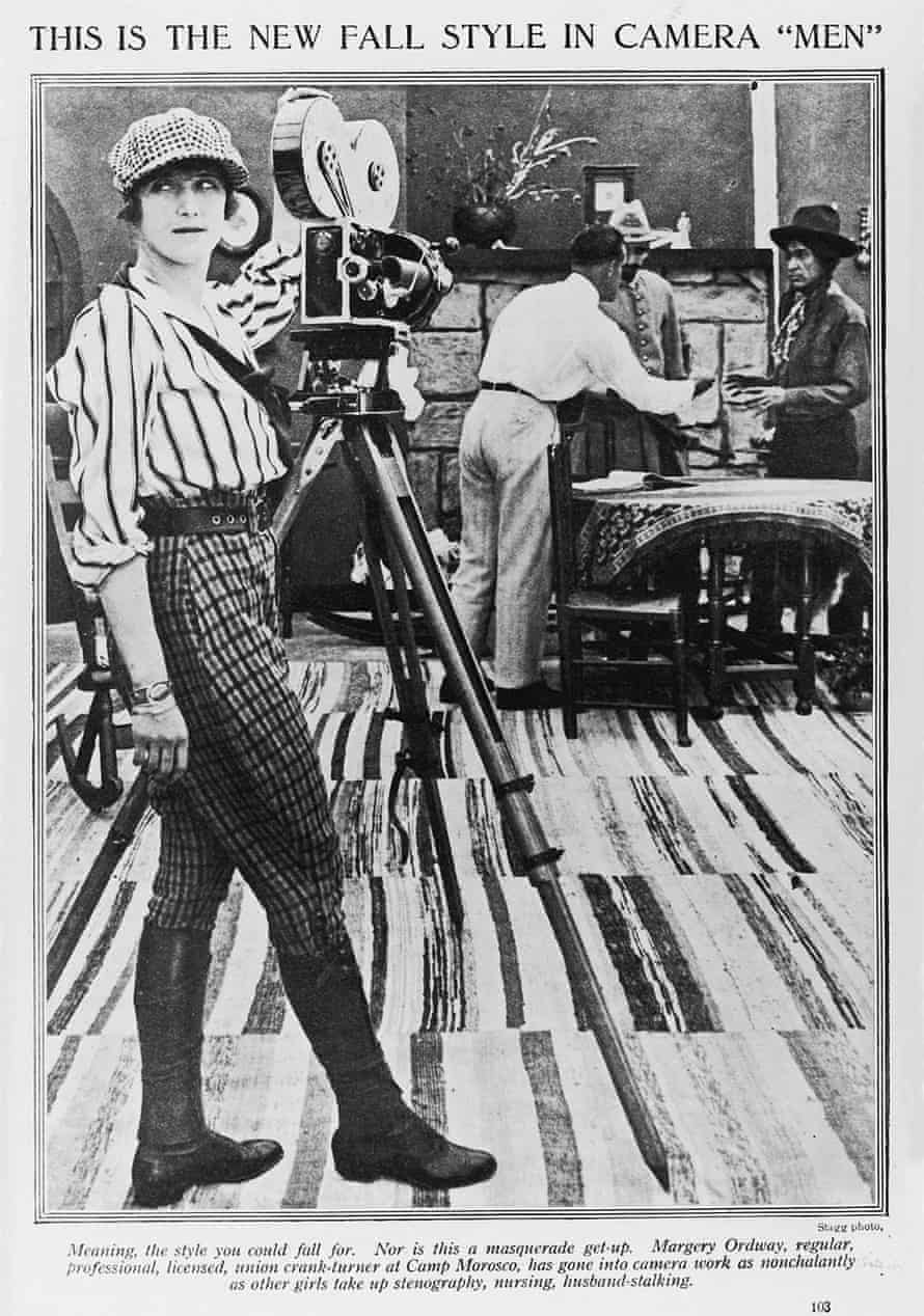 Photoplay's 1916 picture of Margery Ordway on the set of William Desmond Taylor's Her Father's Son.