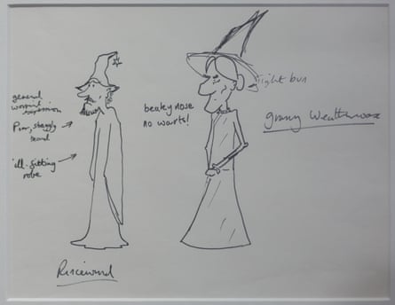 Sketches of Ricewind and Granny Weatherwax.