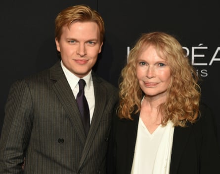 Actor Mia Farrow, recipient of the ELLE Legend Award, poses with her son, journalist Ronan Farrow, at the 25th Annual ELLE Women in Hollywood Celebration, Monday, Oct 15, 2018