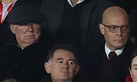 Sir Alex Ferguson and Sir Dave Brailsford watch from the directors box