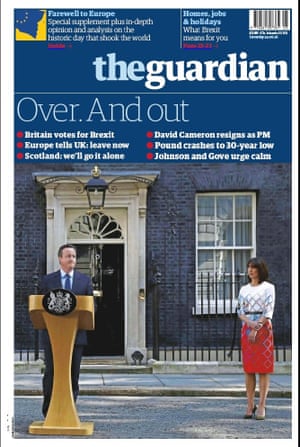 guardian newspaper front page 25 June 2016 European Referendum David Cameron resignation