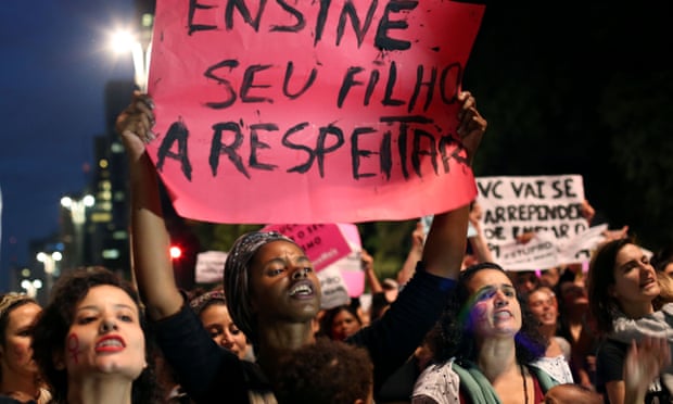 Protesters in São Paulo after the gang rape of a 16-year-old girl in 2016