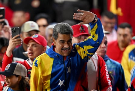 Nicolás Maduro reacts after the election results in Caracas on Monday.