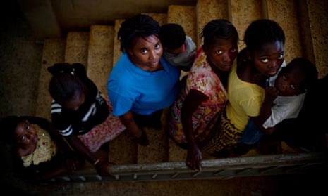 Girls with their babies in Freetown, Sierra Leone.