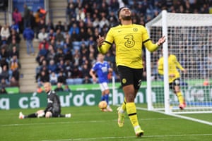 Reece James of Chelsea reacts after his goal was disallowed for offside.