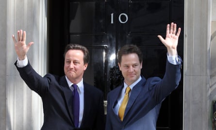 David Cameron and Nick Clegg outside No 10 Downing Street in May 2010