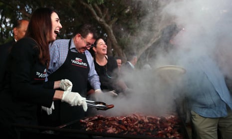 Jacinda Ardern cooks breakfast for the crowds after the dawn service at the Waitangi Treaty Grounds in February, 2021 in Waitangi, New Zealand. The barbecue to celebrate the Waitangi Day national holiday will not go ahead next year.