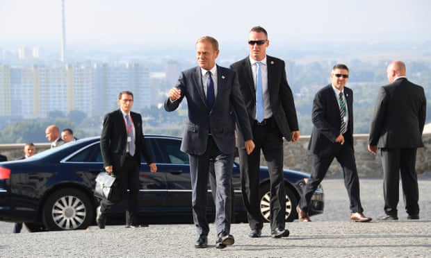 Donald Tusk arrives for the informal EU summit at Bratislava Castle.