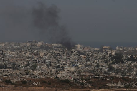 Smoke rises to the sky in the Gaza Strip, as seen from southern Israel, Wednesday, 30 April.