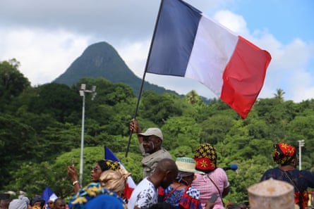 A pro-Wuambushu operation rally at a soccer stadium in Chirongui, Mayotte