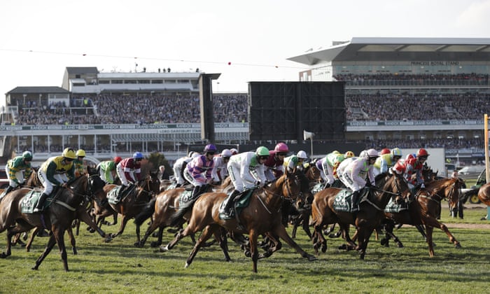 The field goes off at the start of the 2018 Grand National.