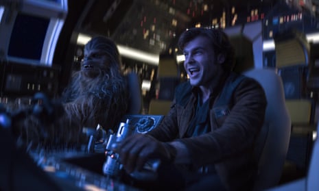 Alden Ehrenreich as Han Solo with Joonas Suotamo as Chewbacca in Solo: A Star Wars Story.