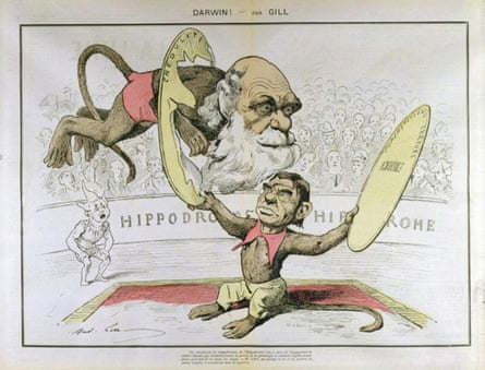 A 19th-century French cartoon featuring Charles Darwin.