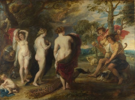 A Caravaggio-esque Medusa (far left) in Rubens’ The Judgement of Paris.