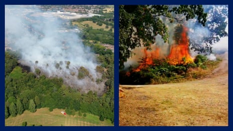 Fire breaks out at Birmingham golf course amid UK heatwave – video