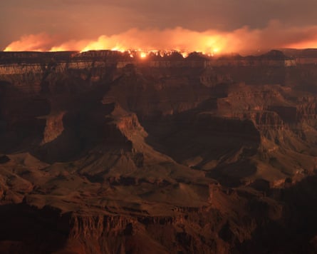 A fire burning on the North Rim of the Grand Canyon