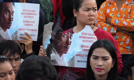 Cambodian land rights activists at a commemoration rally for the prominent environmental activist Chut Wutty who was killed while investigating illegal logging.