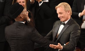 Mahershala Ali and Viggo Mortensen celebrate Green Book’s victory.
