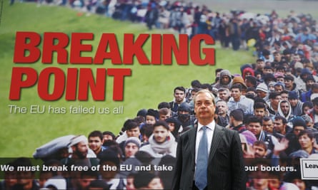 Nigel Farage with ‘breaking point’ poster