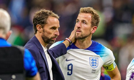 Gareth Southgate consoles Harry Kane after England’s defeat by France.