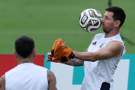 Lionel Messi during training