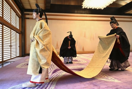 Prince Hisahito is seen in ceremonial attire during his coming-of-age rites in the Imperial Palace on his 19th birthday in 2025.