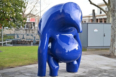 The Cast in Blue sculpture before it acquired googly eyes.