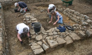 Volunteers excavating the area that included the monastic graves in Somerset.