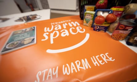 Food on a table with the Warm Space branding
