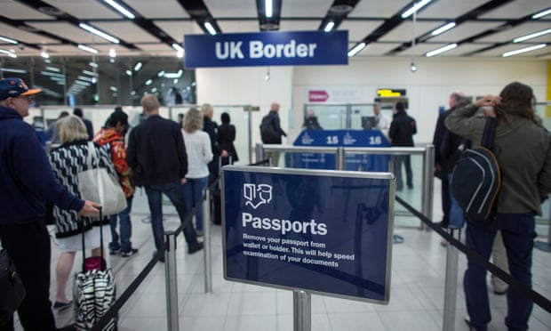 Border Force passport check area at Gatwick Airport 