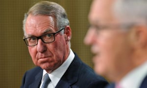 David Gonski and Malcolm Turnbull speak to the media in Sydney on Tuesday.