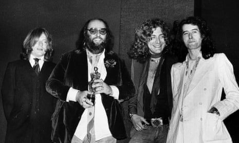 Peter Grant, second, left, with Led Zeppelin and their Ivor Novello award in 1977