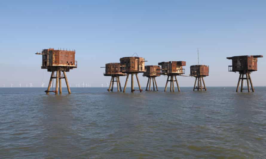 The Red Sands sea forts in the Thames estuary, now abandoned.