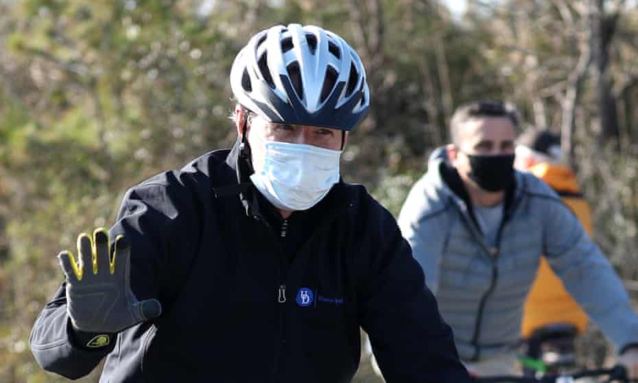 Joe Biden on a bike ride through Cape Henlopen state park Delaware in November last year