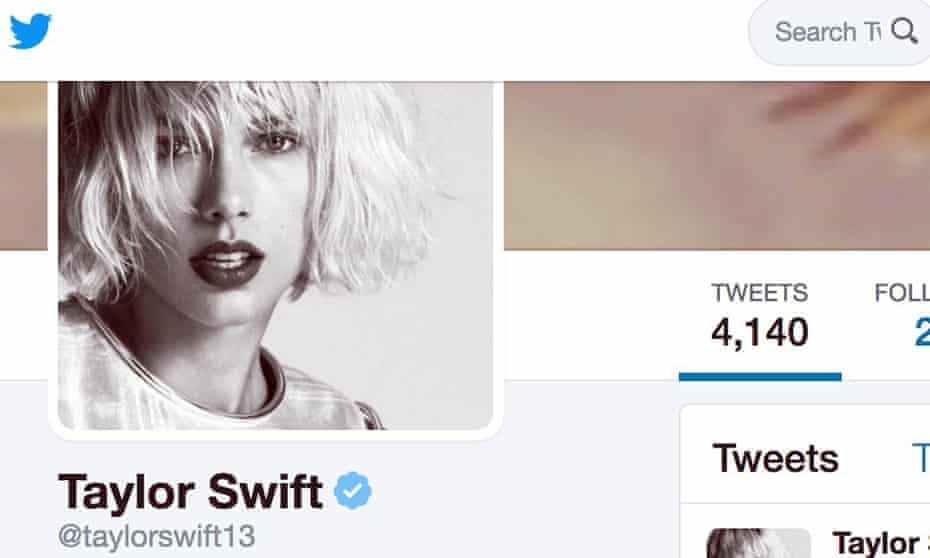 Taylor Swift’s blue ticked account
