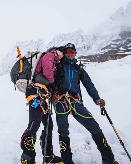 Allie and Mikel on a snowy mountain