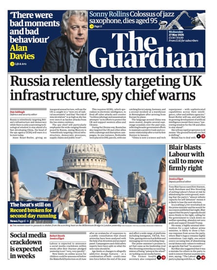 The Guardian front page 27 May 2026