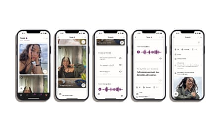 Five phone screens showing the Hinge Dating App