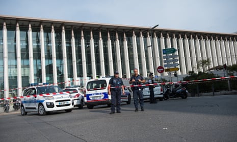 The crime scene at Saint-Charles train station.