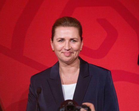 Denmark’s prime minister, Mette Frederiksen, speaks during an election event for the general election at the Danish Parliament in Copenhagen, Denmark.