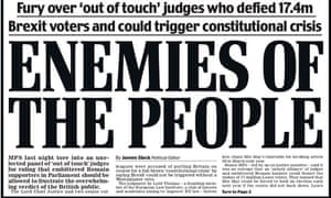 The Daily Mail’s reaction to high court decision regarding the triggering of article 50
