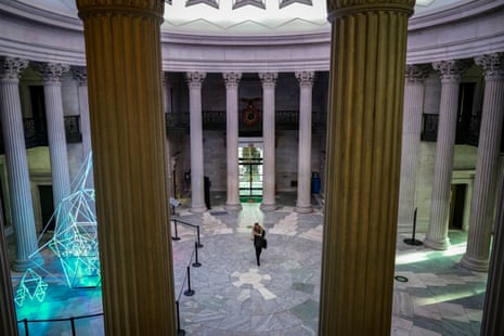 A National Park Service employee arrives for work at Federal Hall, January 28, 2019 in New York City. Operated by the National Park Service, the historic building re-opened on Monday after President Donald Trump signed a temporary measure on Friday to reopen the U.S. government for three weeks while negotiations continue about border security funding. 