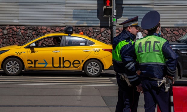 An Uber car in the centre of Moscow.