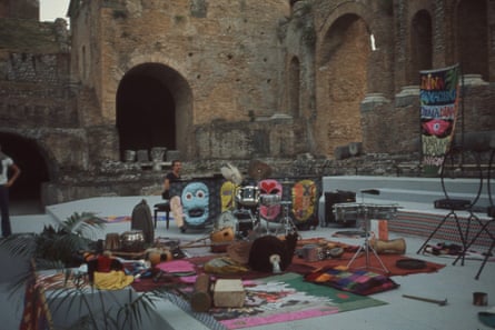 Moki Cherry’s Organic Music outdoor stage set, 1972.