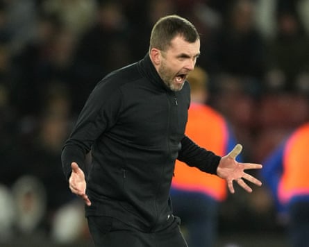 Nathan Jones gesticulates