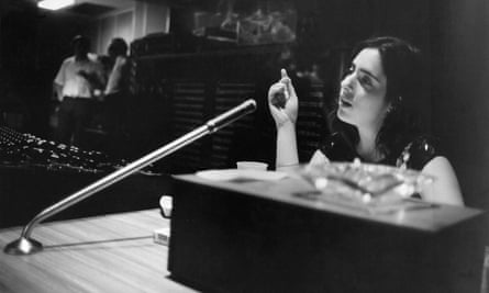 Nyro records in the studio with Stephen Sondheim in New York City, 1968.