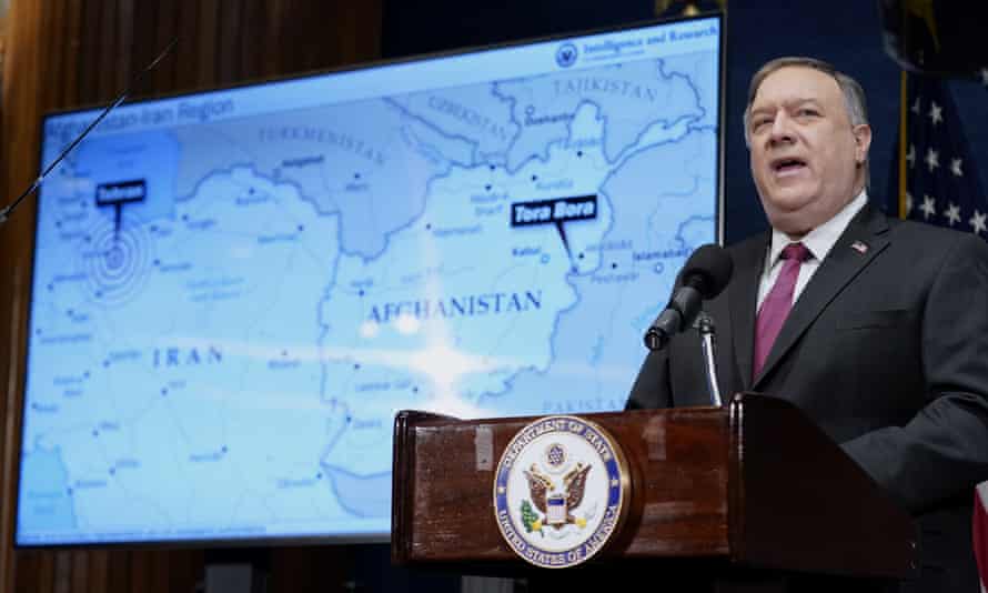 The secretary of state, Mike Pompeo, speaks at the National Press Club in Washington, on Tuesday.