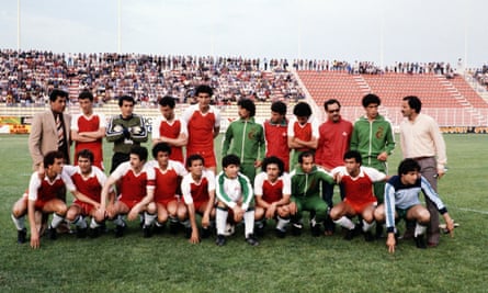 The Algerian team selected for the 1982 World Cup, including Lakhdar Belloumi (front row, fifth left).
