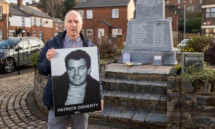Tony Doherty with an image of his father, Patrick